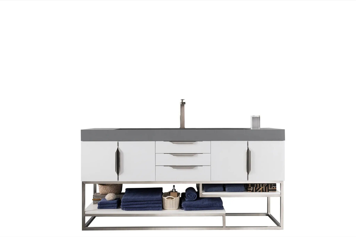 James Martin Columbia 72" Single Bathroom Vanity, Glossy White, photo 3 of 4