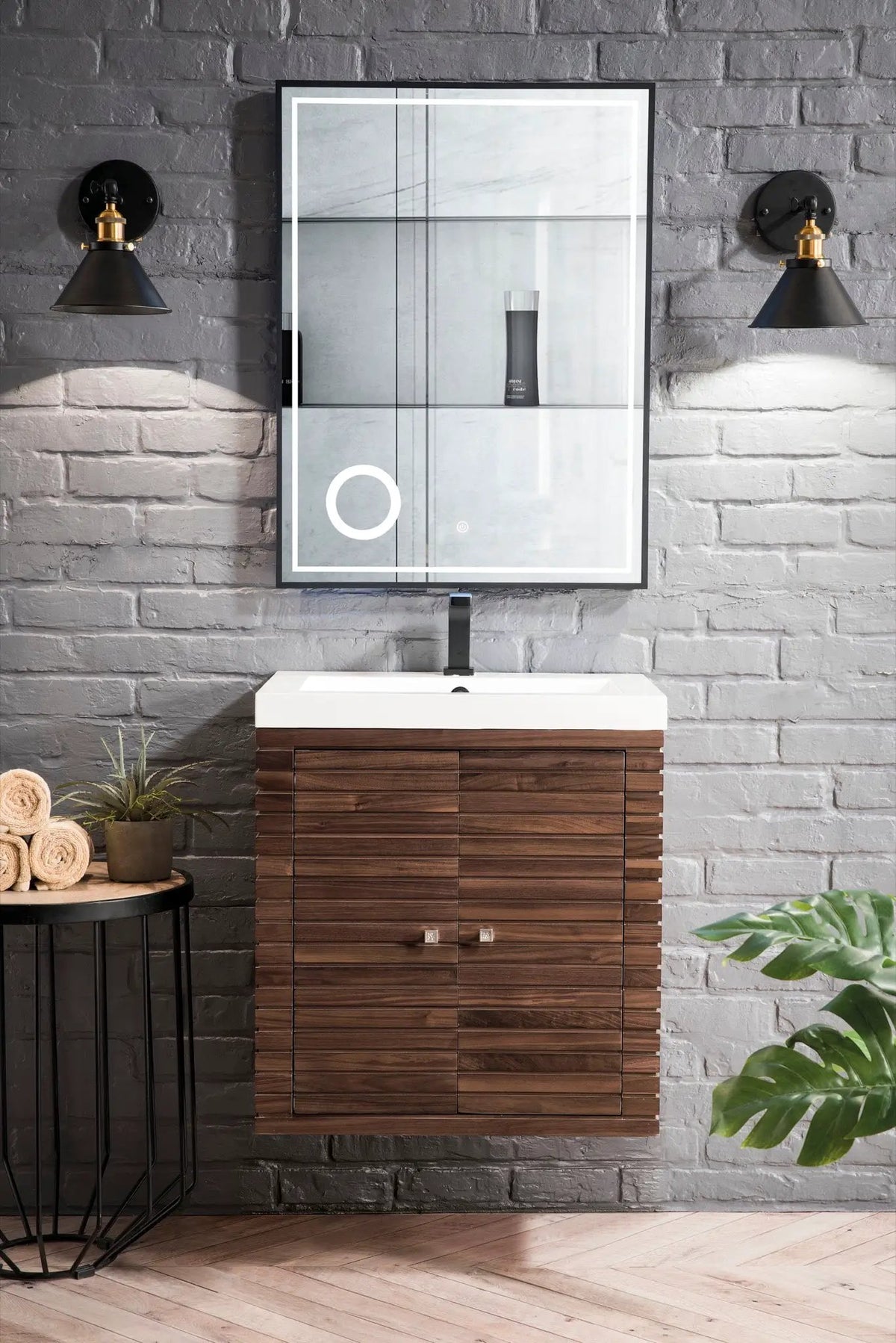 James Martin Linden 24" Dual Mount Single Bathroom Vanity, Mid-Century Walnut by James Martin