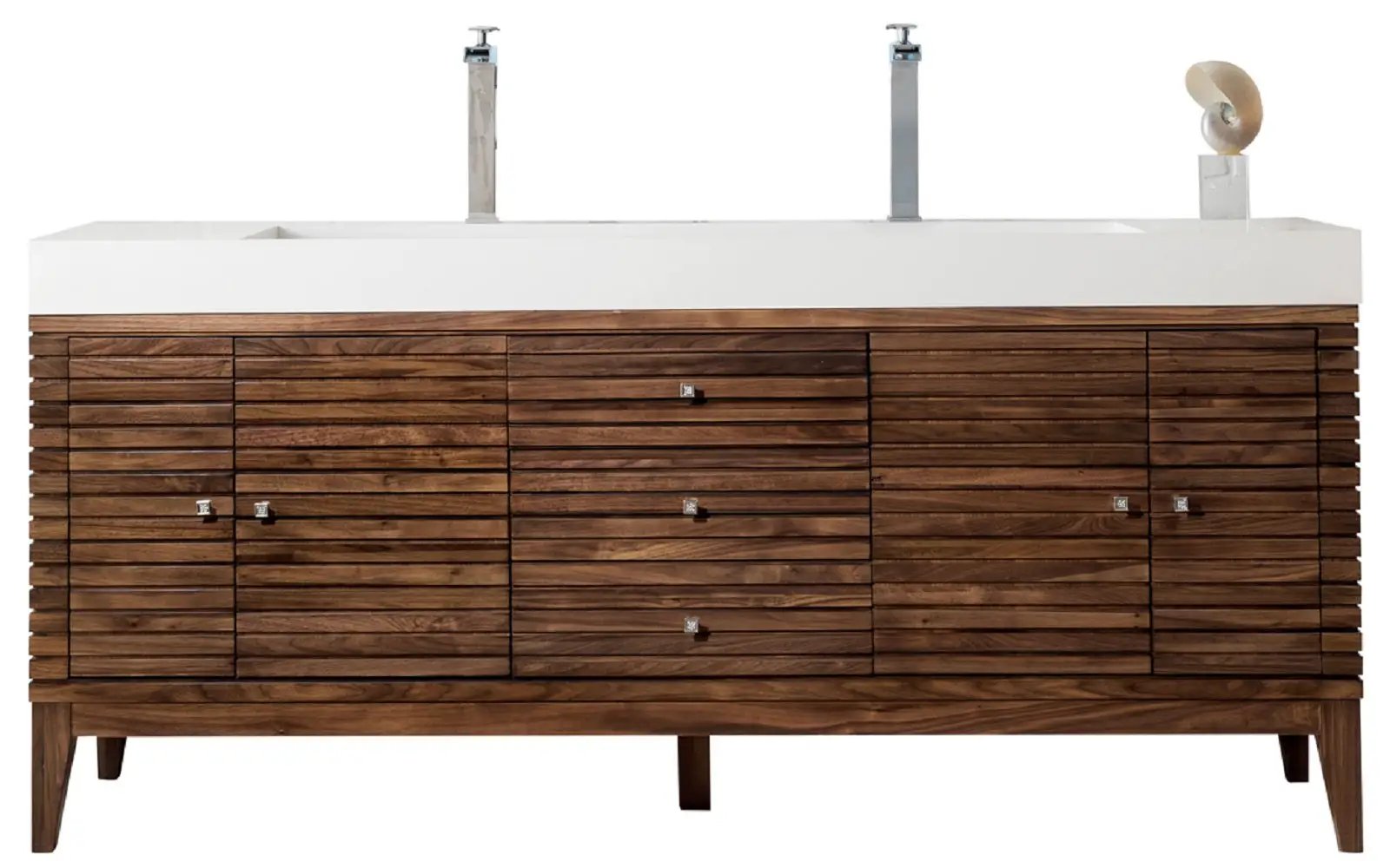 James Martin Linear 72" Double Bathroom Vanity, Mid-Century Walnut by James Martin