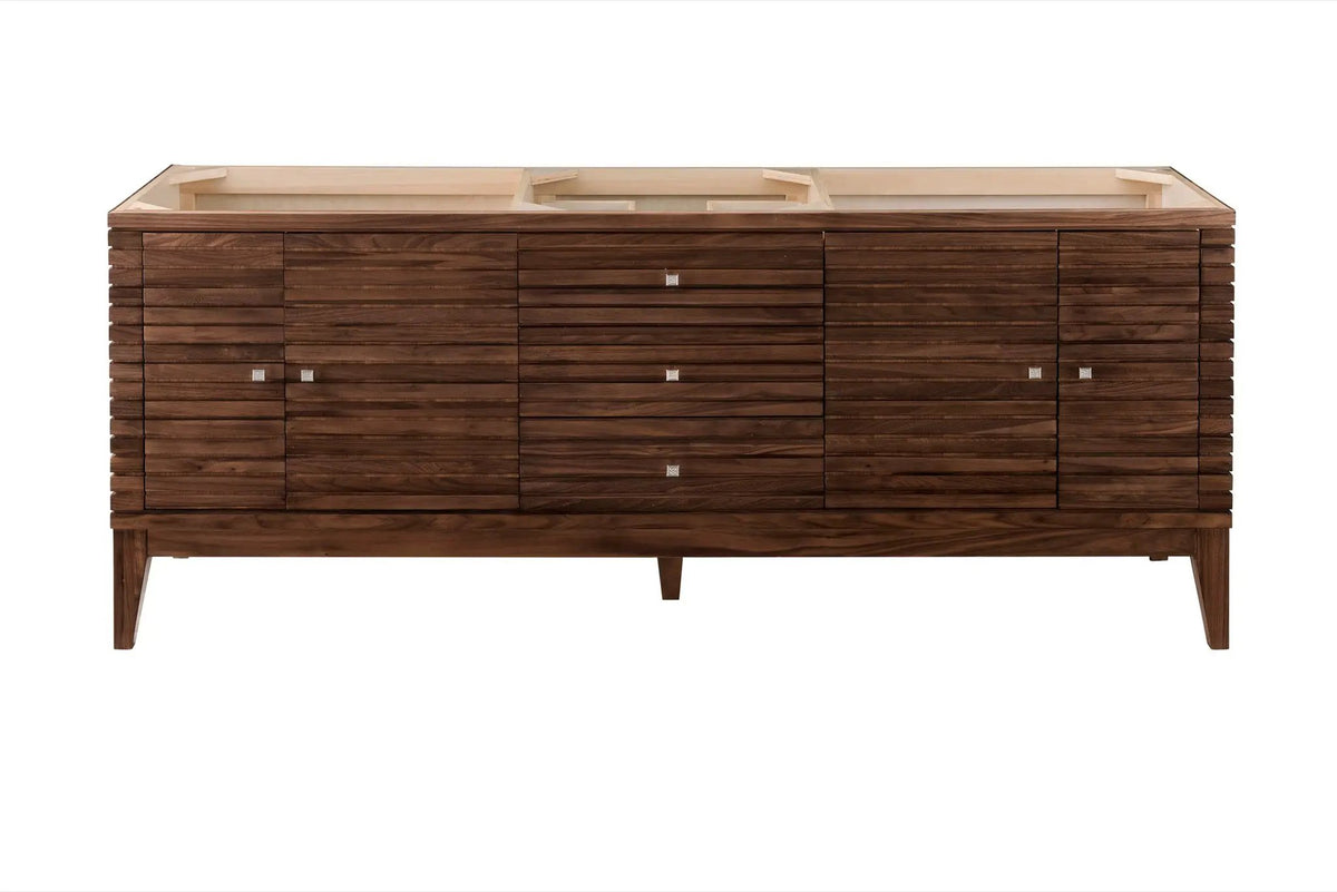 James Martin Linear 72" Double Bathroom Vanity, Mid-Century Walnut by James Martin