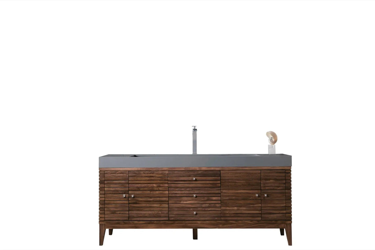 James Martin Linear 72" Single Bathroom Vanity, Mid-Century Walnut by James Martin