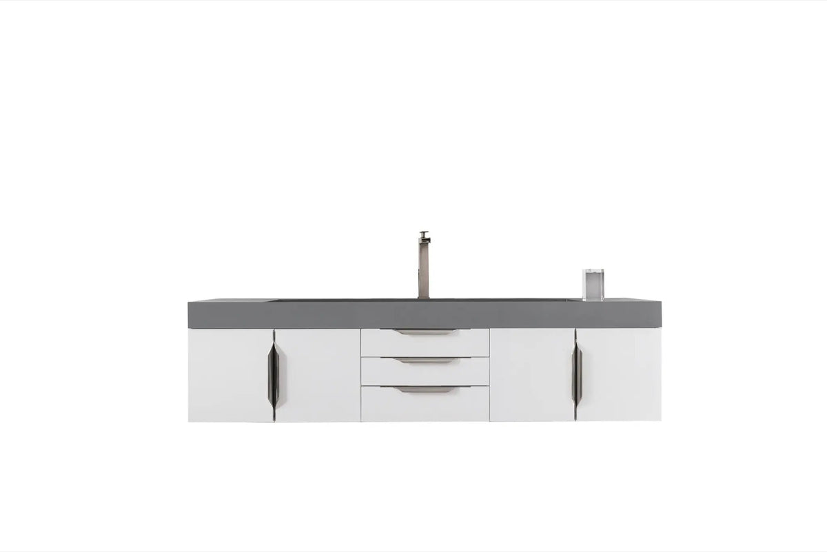 James Martin Mercer Island 72" Floating Single Bathroom Vanity, Glossy White, photo 3 of 4
