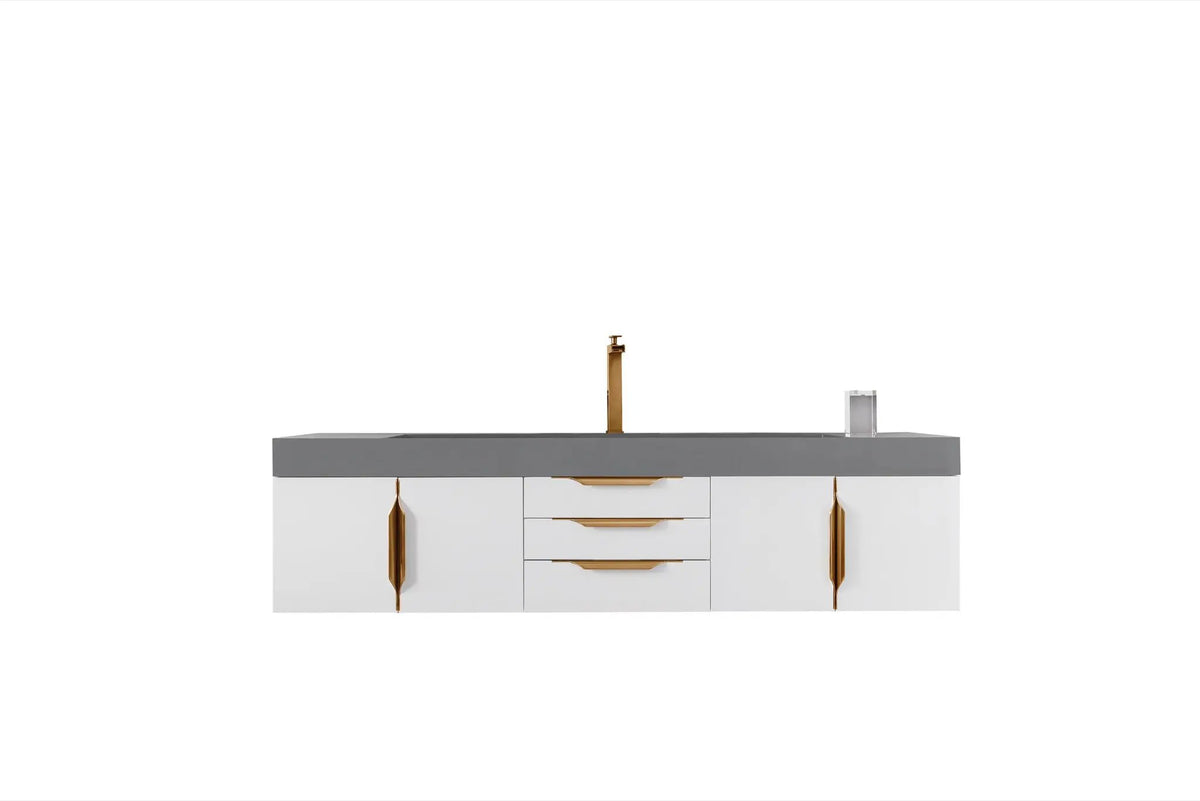 James Martin Mercer Island 72" Floating Single Bathroom Vanity, Glossy White, photo 4 of 4