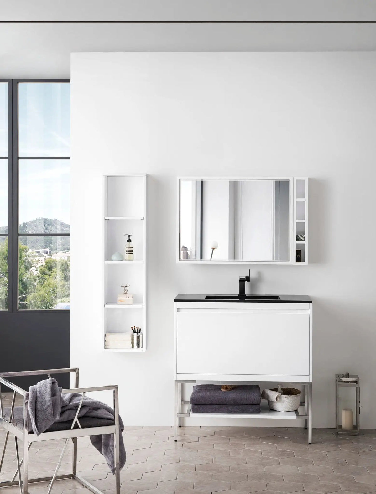 James Martin Milan 35.4" Mirror, Glossy White, photo 3 of 3