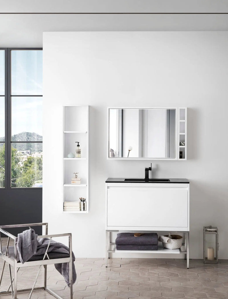 James Martin Milan 35.4" Mirror, Glossy White, photo 3 of 3