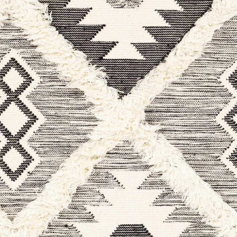 Jarales Cream/Black Tribal Tassel Wool Rug - Clearance by Boutique Rugs