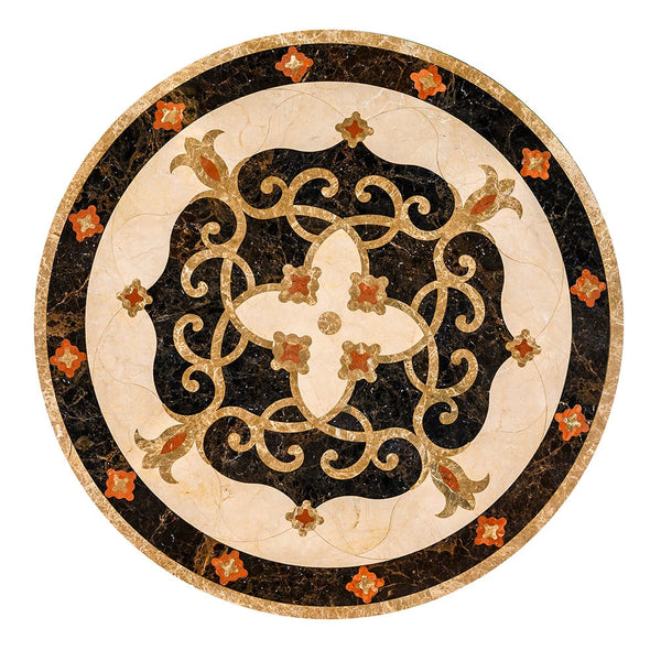 Jasmine Multi Finish Round Marble Medallions 36x36