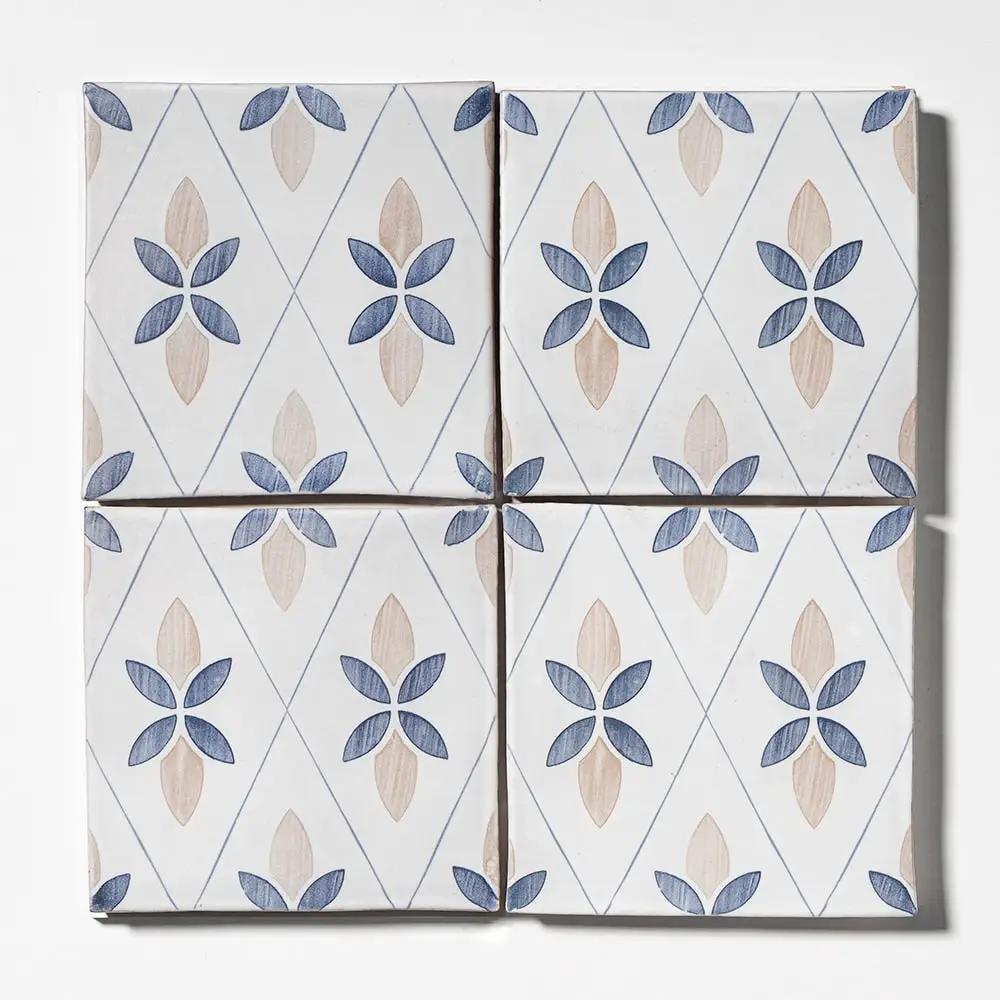 Jaunty Leaves Matte Glazed Terracotta Tiles 6x6 by Stonetiledepot