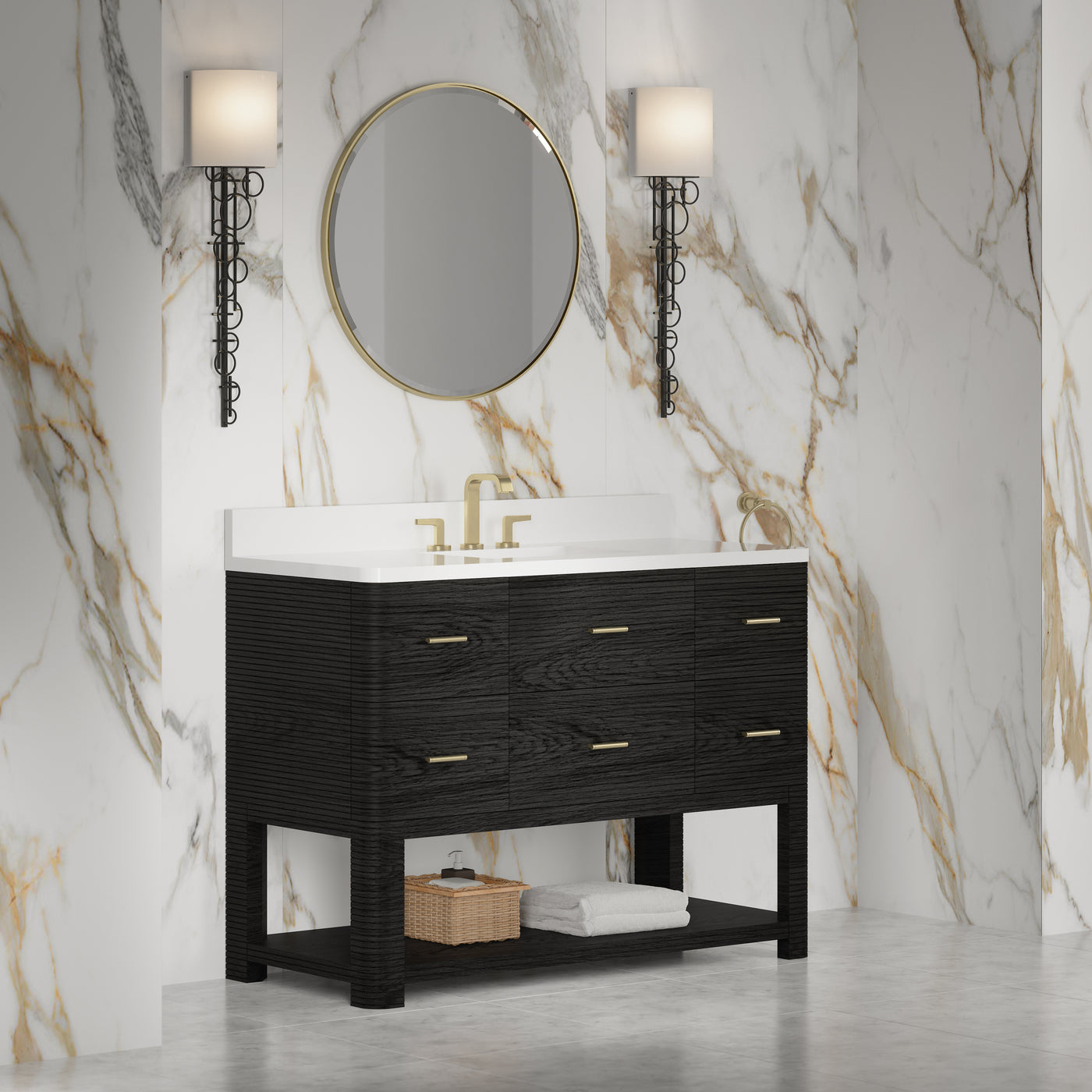 James Martin Lucian 48" Single Bathroom Vanity, Carbon Oak by James Martin