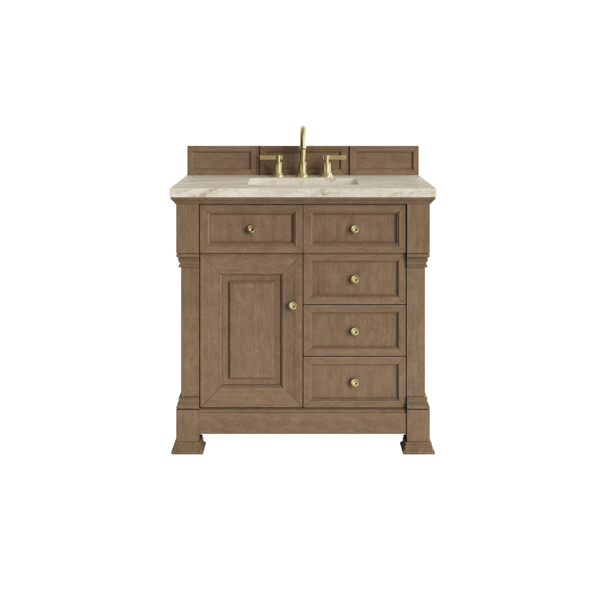 James Martin Brookfield 36" Single Bathroom Vanity, Pecan with Tajnar countertop