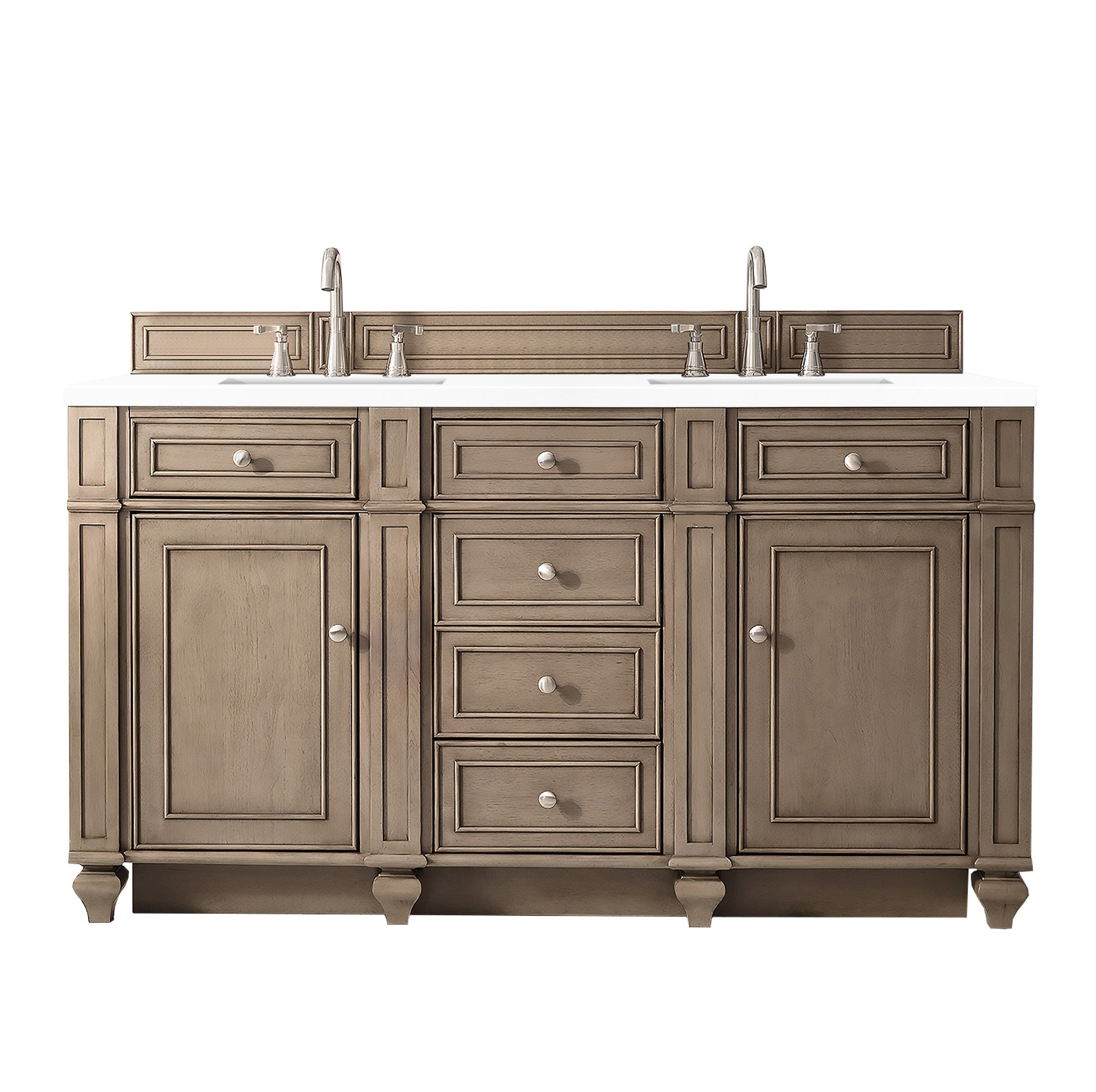 James Martin Bristol 60" Double Bathroom Vanity, Whitewashed Walnut by James Martin