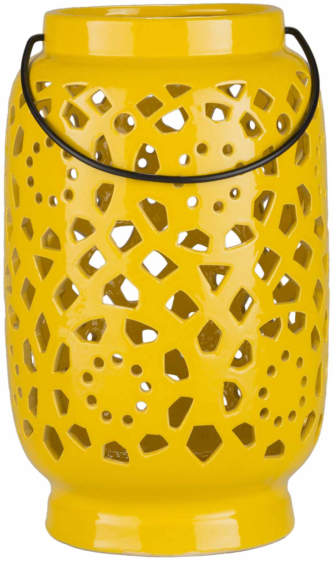 Jeiseyville Yellow Geometric Outdoor Ceramic Lantern by Boutique Rugs