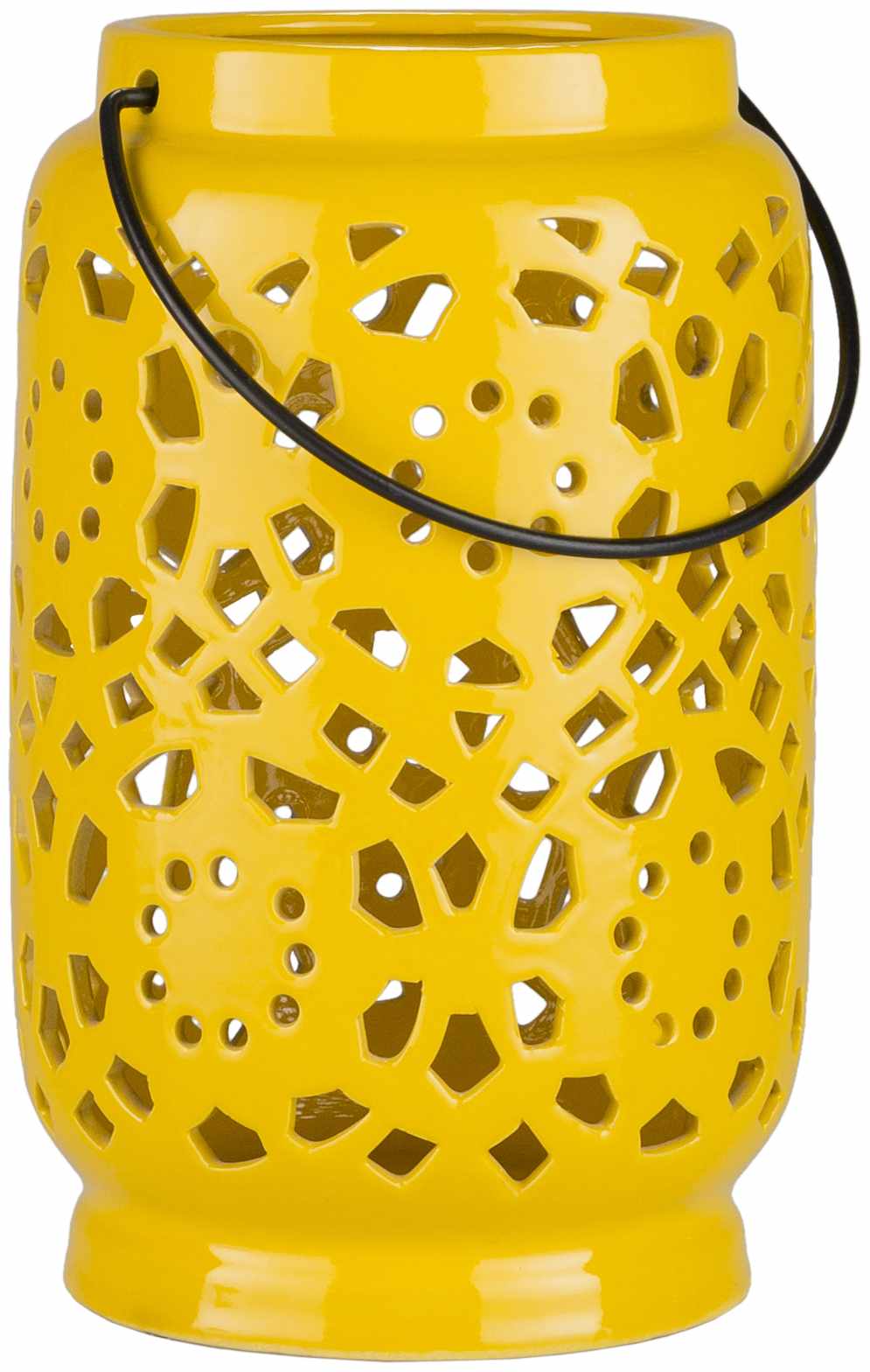 Jeiseyville Yellow Geometric Outdoor Ceramic Lantern by Boutique Rugs