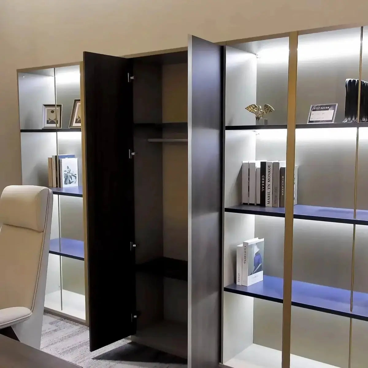 Norwyn · Office Shelves w/ Lighting & Closet by Arc Grove