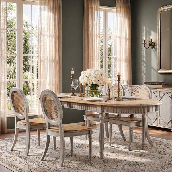 Colette 94" Reclaimed Wood Oval Dining Table with Turned Legs - Antique