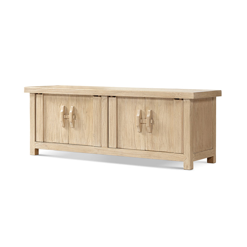 Elm Wood 4-Door Cabinet with Natural Grain - Light Brown, photo 10 of 10