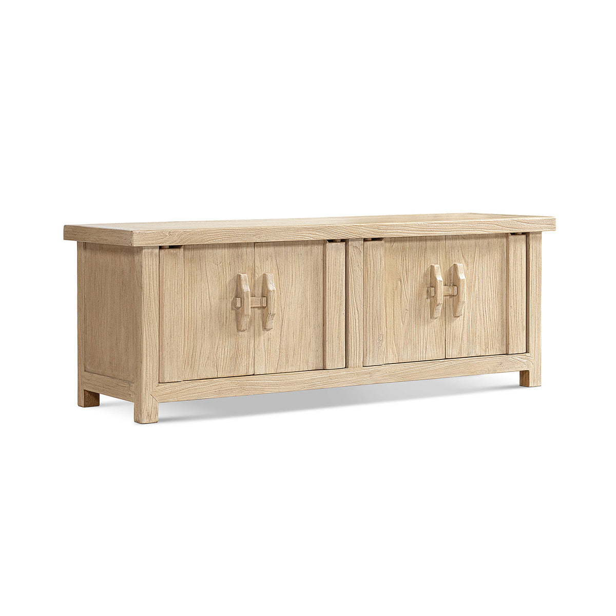 Elm Wood 4-Door Cabinet with Natural Grain - Light Brown, photo 5 of 10
