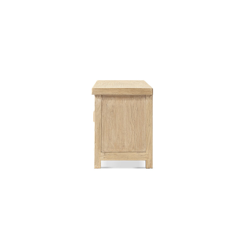 Elm Wood 4-Door Cabinet with Natural Grain - Light Brown, photo 8 of 10