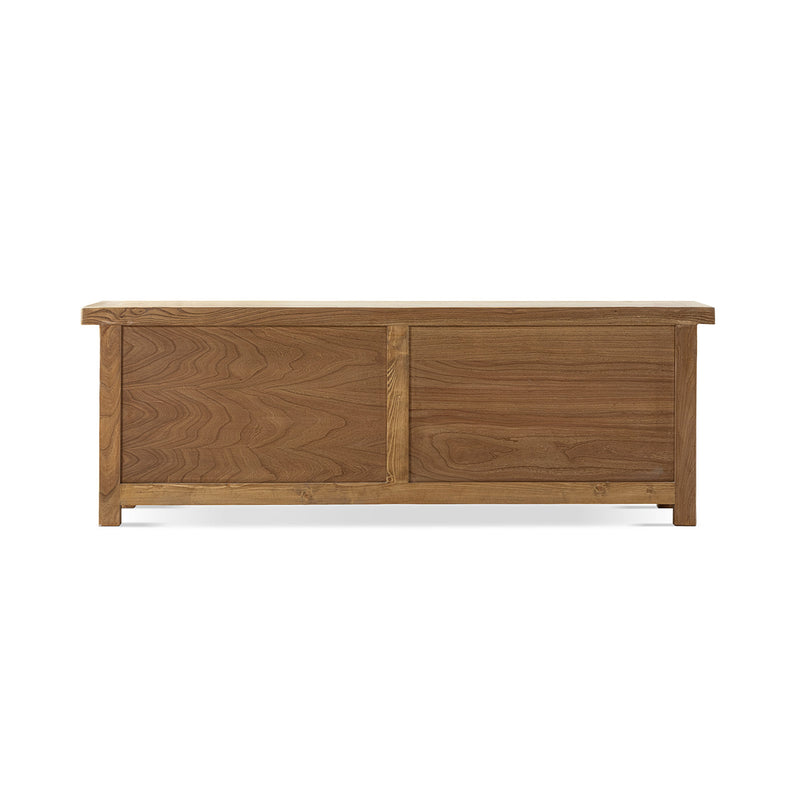 Elm Wood 4-Door Cabinet with Natural Grain - Light Brown, photo 9 of 10