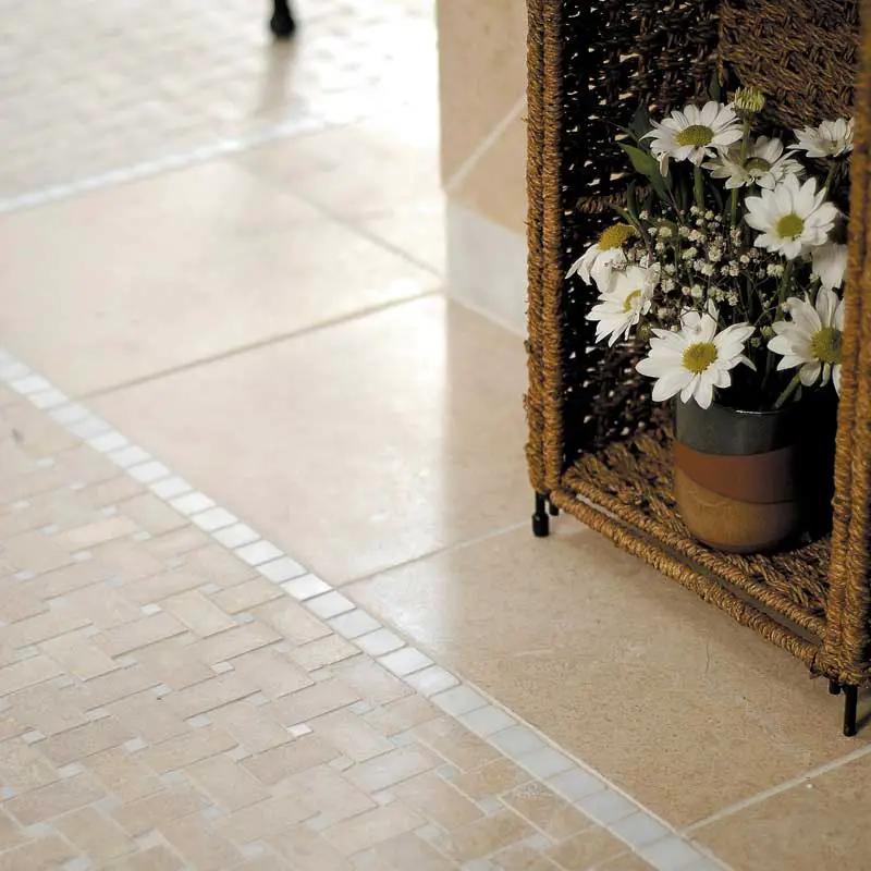 Jerusalem Honed Basket Weave Limestone Mosaics 12x12 room scene 4