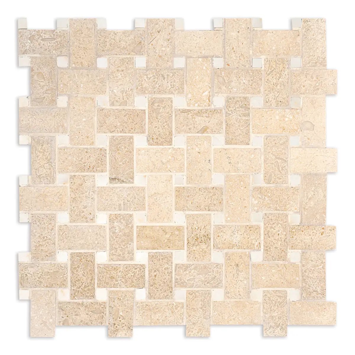 Jerusalem Honed Basket Weave Limestone Mosaics 12x12