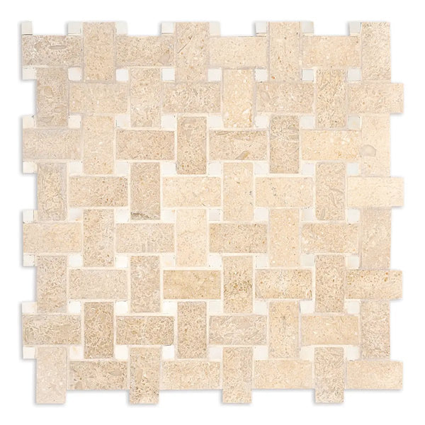 Jerusalem Honed Basket Weave Limestone Mosaics 12x12
