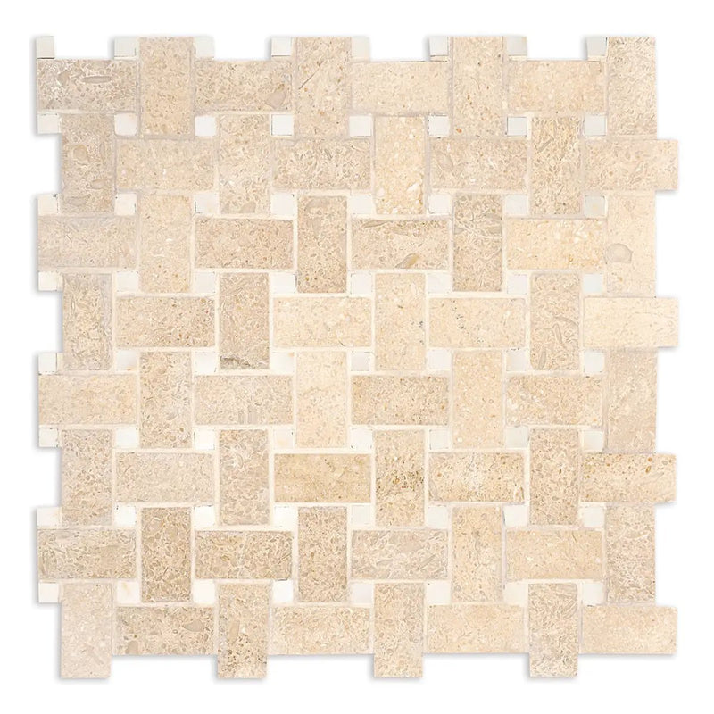 Jerusalem Honed Basket Weave Limestone Mosaics 12x12