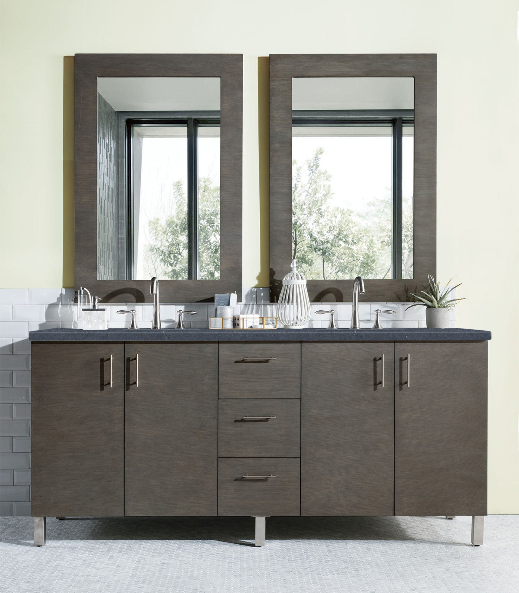 James Martin Metropolitan 72" Dual Mount Double Bathroom Vanity, Silver Oak by James Martin