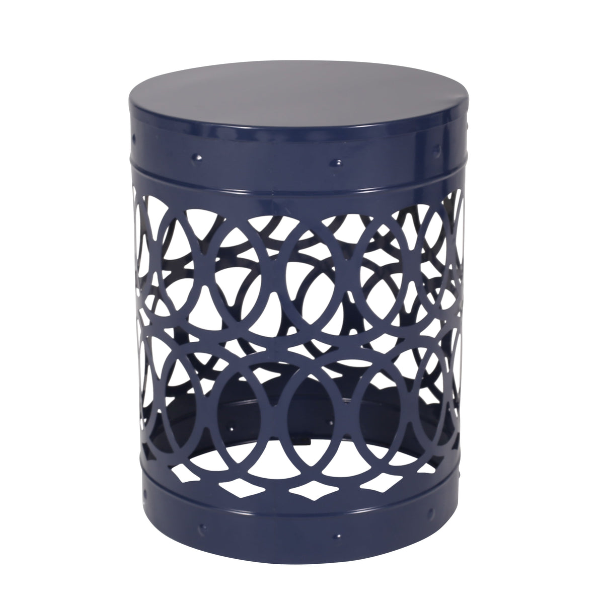 Navy Blue Outdoor Metal Set of 2 End Tables, photo 7 of 10