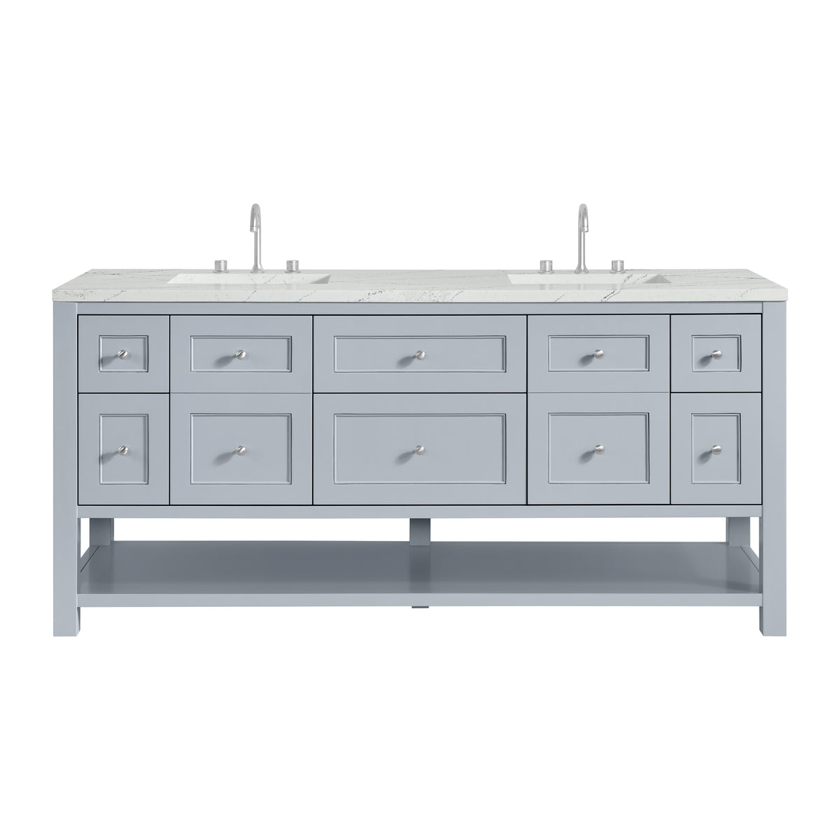 James Martin Breckenridge 72" Double Bathroom Vanity, Serenity Blue with Ethereal Noctis (FreePower) countertop