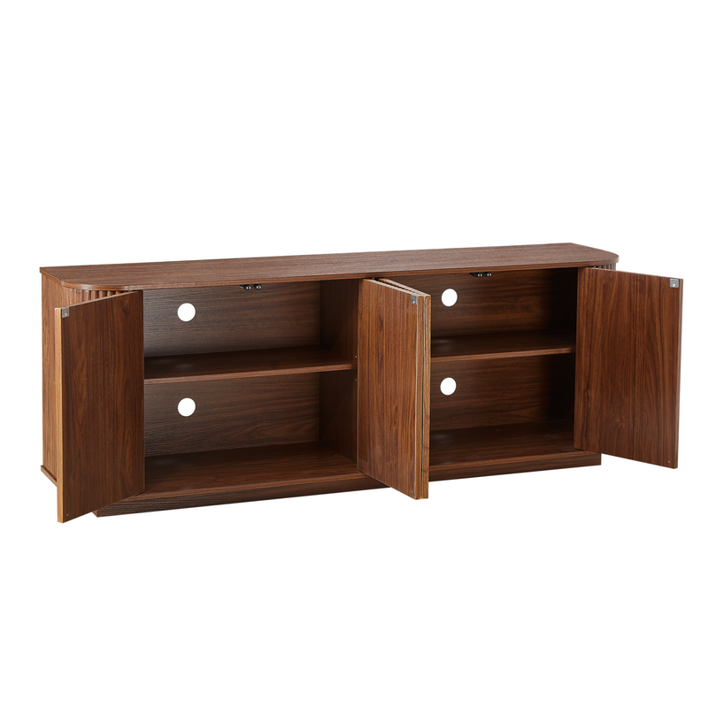 Walnut Sideboard Storage Cabinet with Wave Pattern - 64" Wide, photo 10 of 14