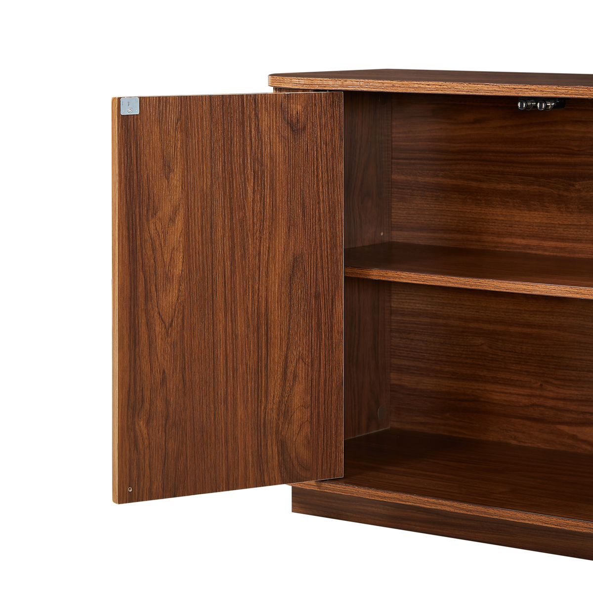 Walnut Sideboard Storage Cabinet with Wave Pattern - 64" Wide, photo 12 of 14