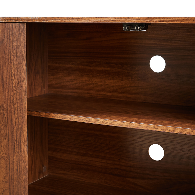 Walnut Sideboard Storage Cabinet with Wave Pattern - 64" Wide, photo 13 of 14