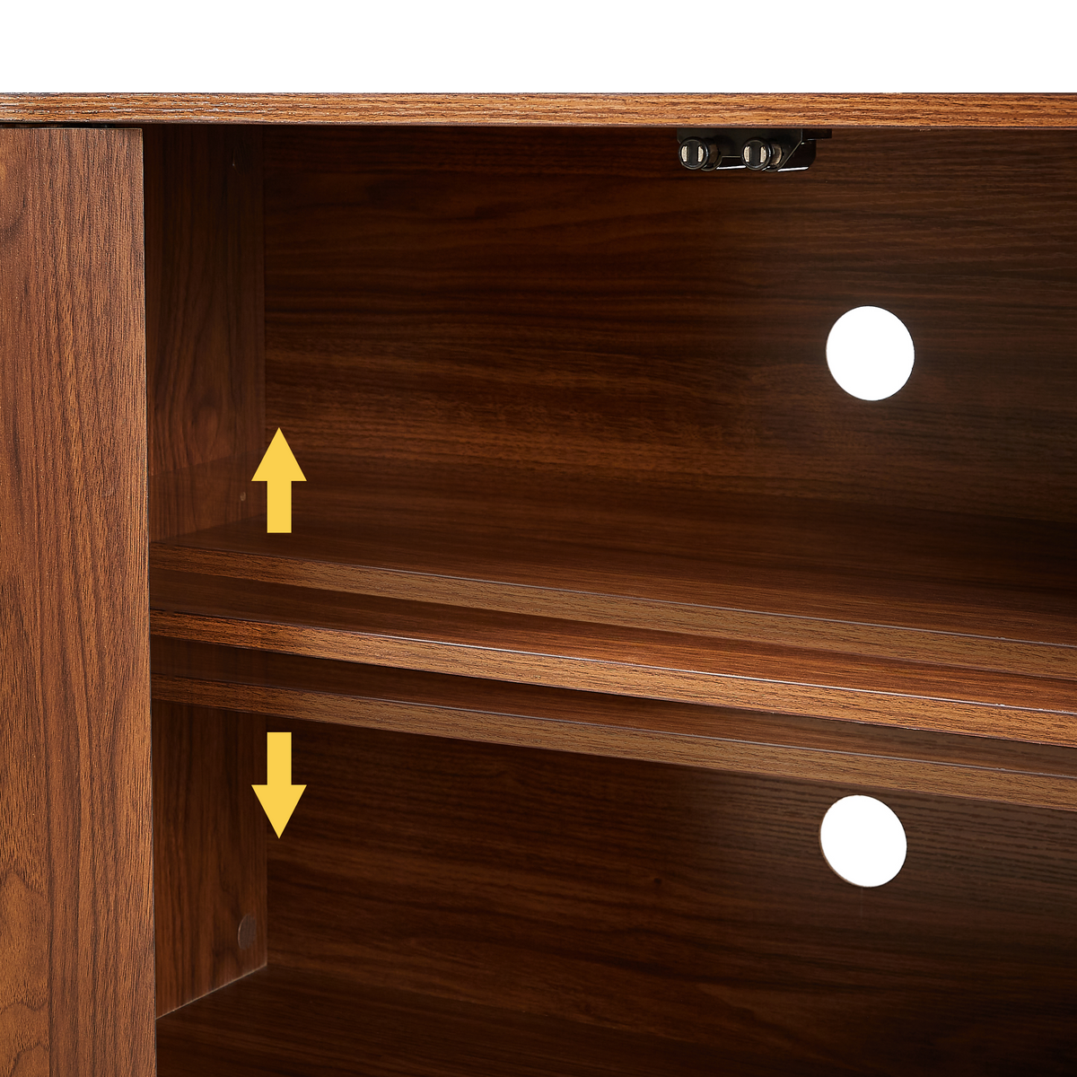 Walnut Sideboard Storage Cabinet with Wave Pattern - 64" Wide, photo 6 of 14
