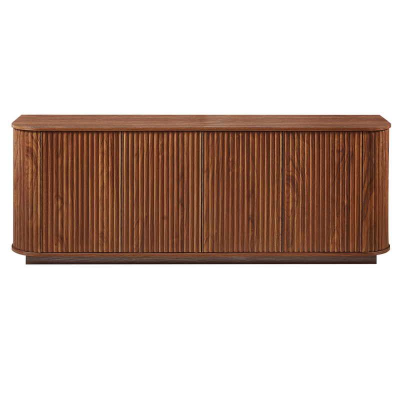 Walnut Sideboard Storage Cabinet with Wave Pattern - 64" Wide, photo 8 of 14