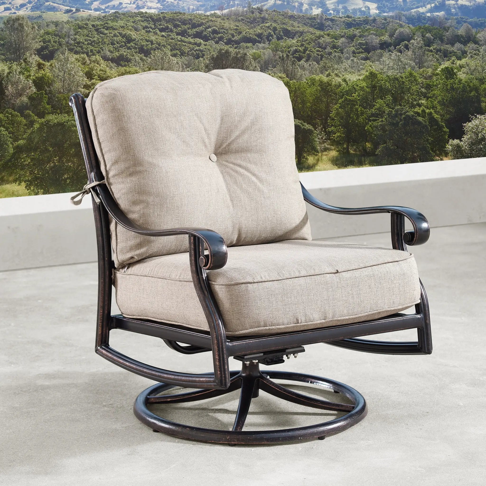 Aluminum 48-in Rectangular Patio Fire Table and Swivel Rocker Set by Sharicks