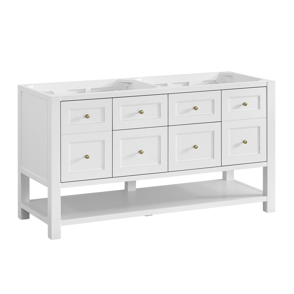 James Martin Breckenridge 60" Double Bathroom Vanity, Bright White, cabinet without a countertop