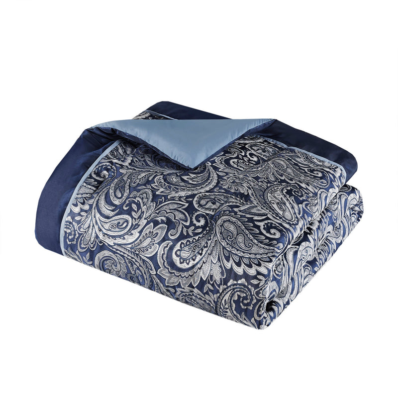 12 Piece Comforter Set with Cotton Bed Sheets Navy King, photo 21 of 21