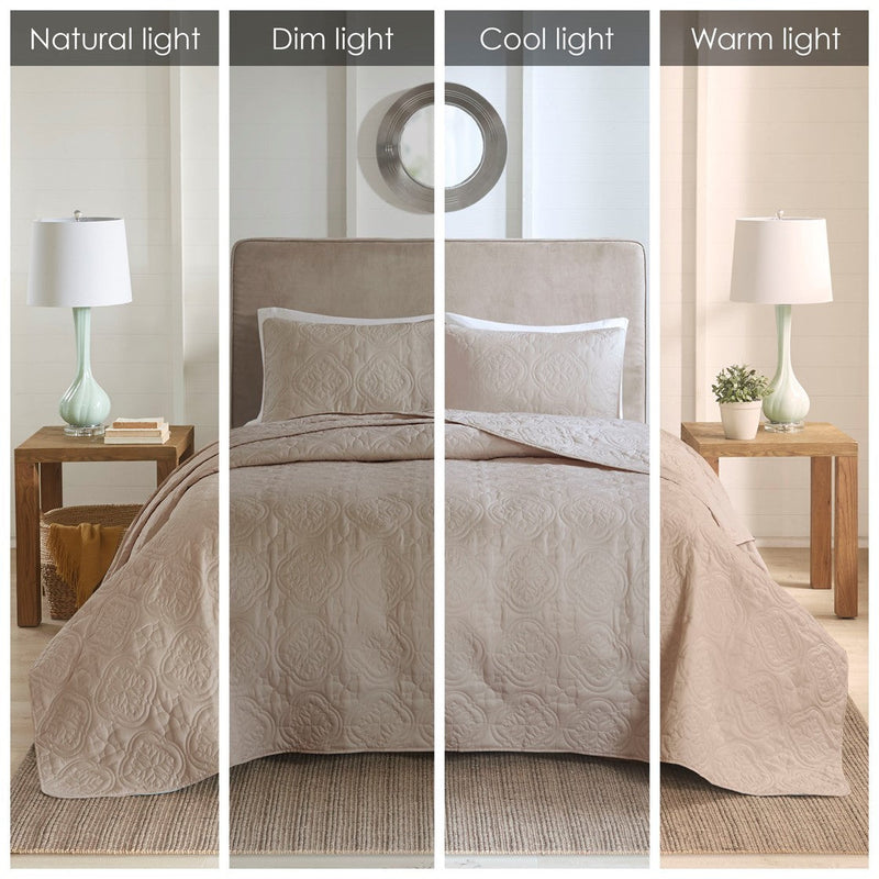 3 Piece Reversible Bedspread Set Khaki Full/Queen, photo 4 of 11