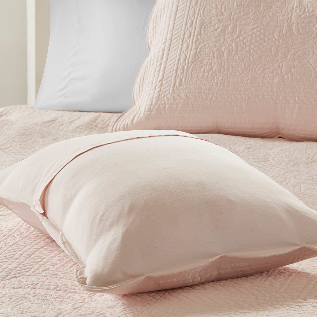 3 Piece Reversible Scalloped Edge Quilt Set - Blush King/Cal King, photo 4 of 14