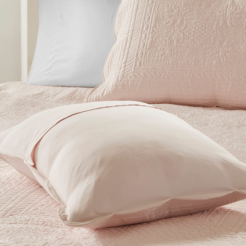 3 Piece Reversible Scalloped Edge Quilt Set - Blush King/Cal King, photo 4 of 14