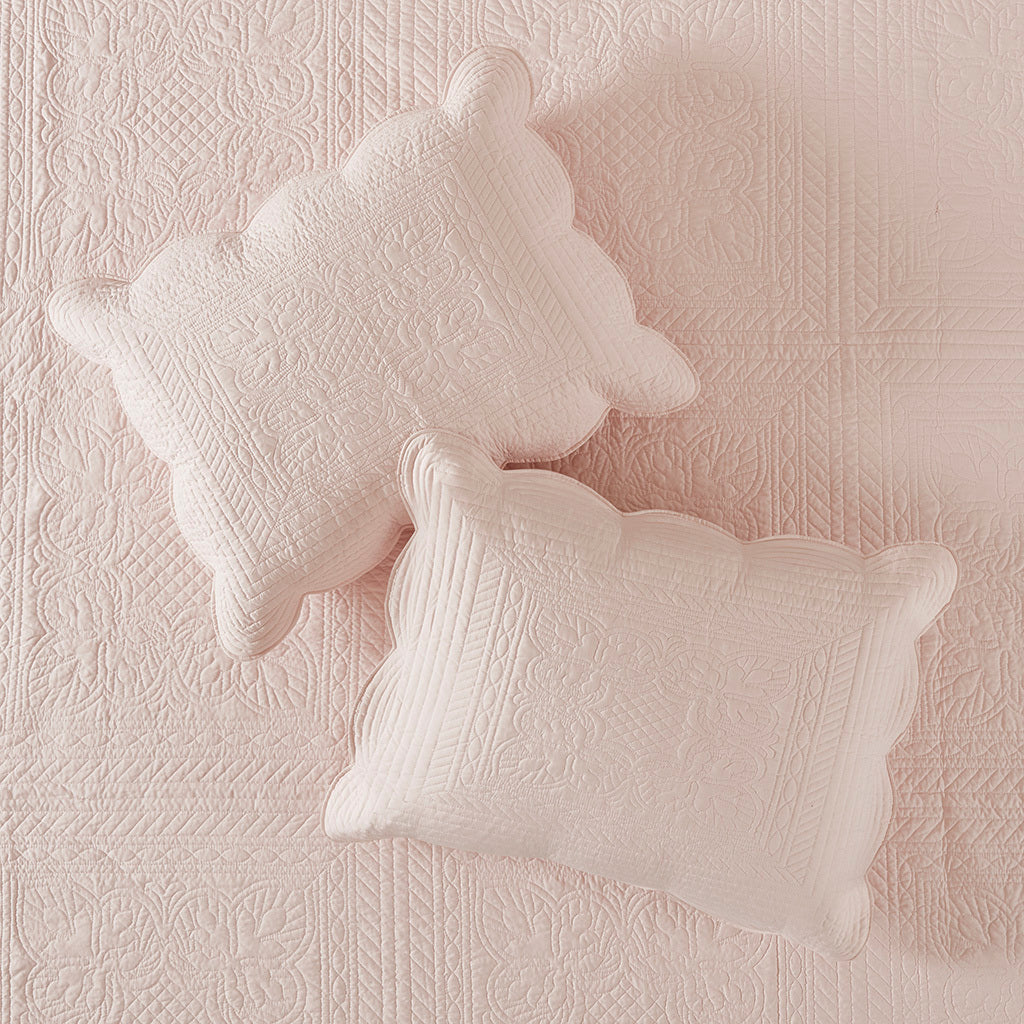 3 Piece Reversible Scalloped Edge Quilt Set - Blush King/Cal King, photo 5 of 14