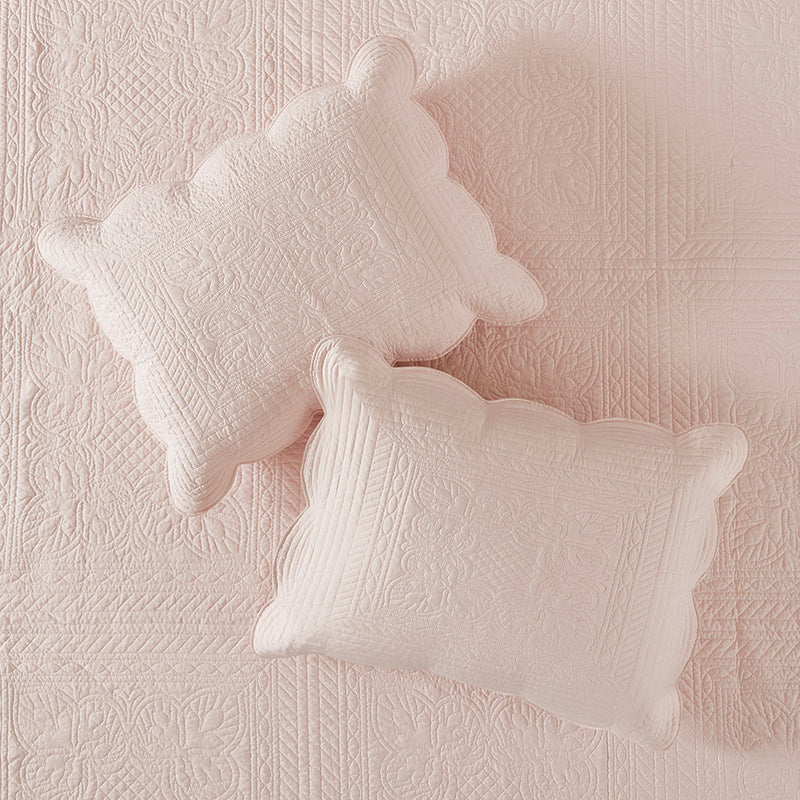 3 Piece Reversible Scalloped Edge Quilt Set - Blush King/Cal King, photo 5 of 14