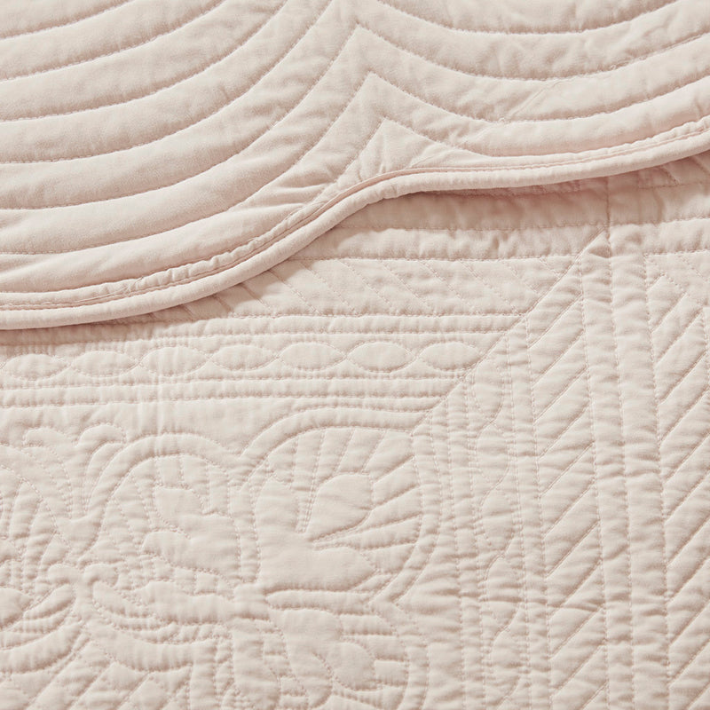 3 Piece Reversible Scalloped Edge Quilt Set - Blush King/Cal King, photo 6 of 14