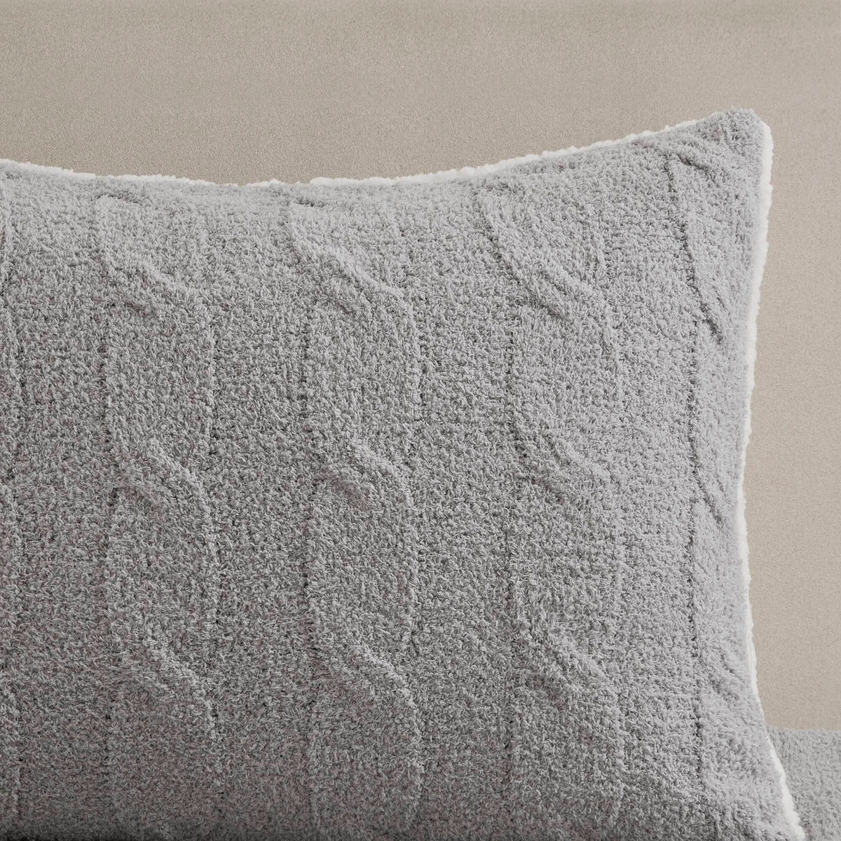 3 Pieces Full/Queen Cable Knit Chenille Comforter Set Gray, photo 12 of 19