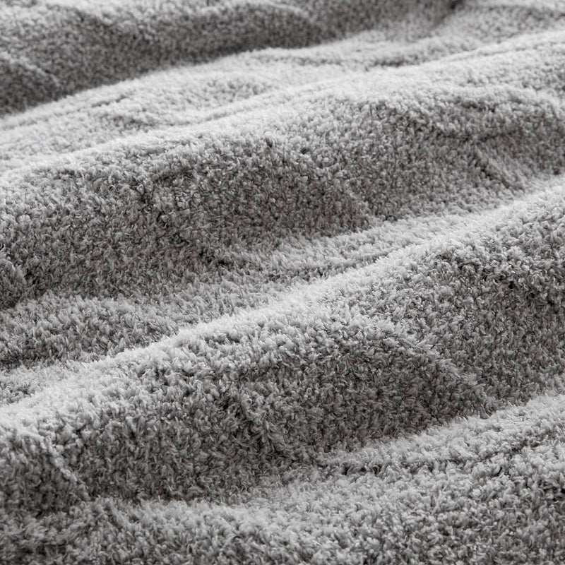 3 Pieces Full/Queen Cable Knit Chenille Comforter Set Gray, photo 14 of 19