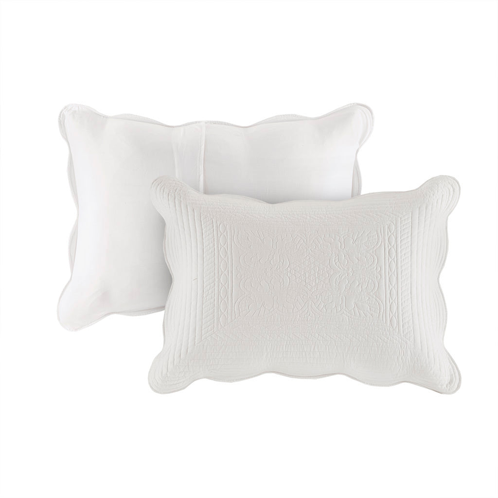 3 Piece Reversible Scalloped Edge Quilt Set White King/Cal King, photo 12 of 14