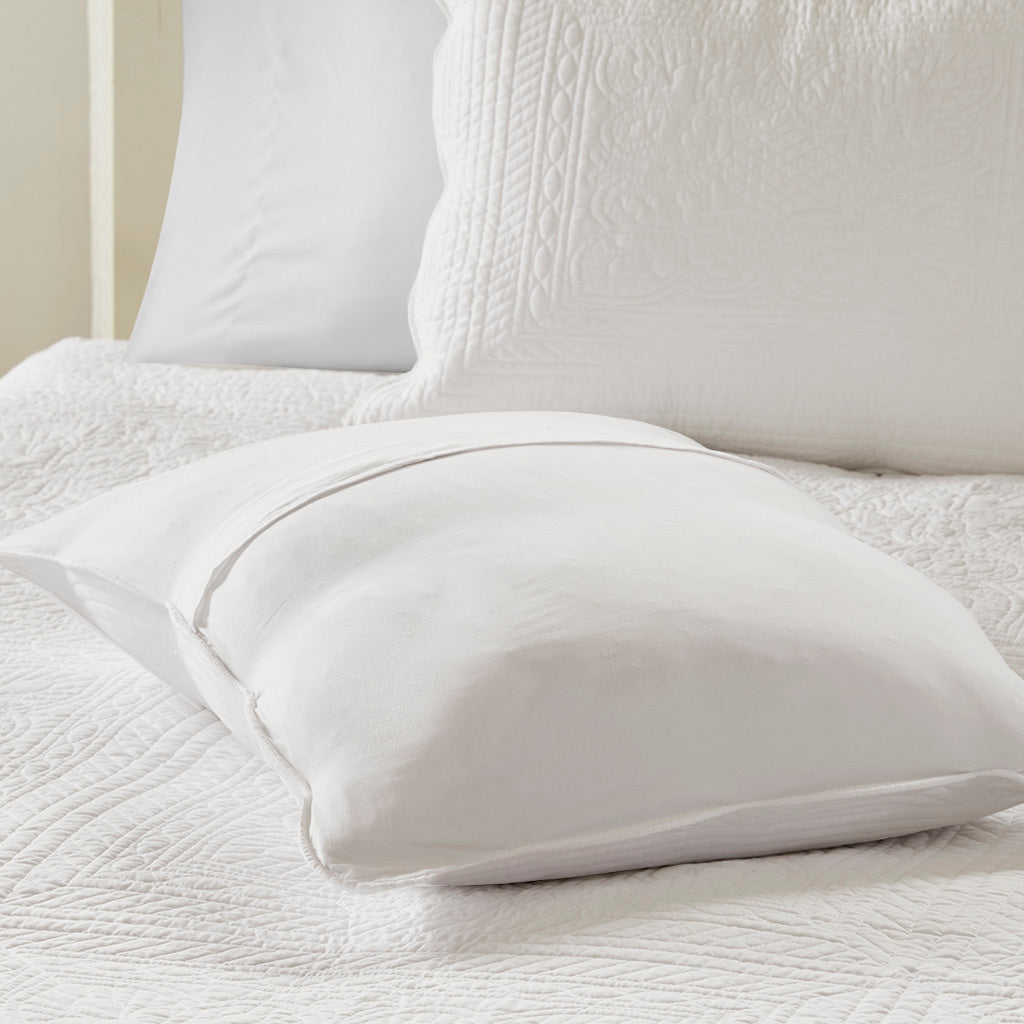 3 Piece Reversible Scalloped Edge Quilt Set White King/Cal King, photo 3 of 14