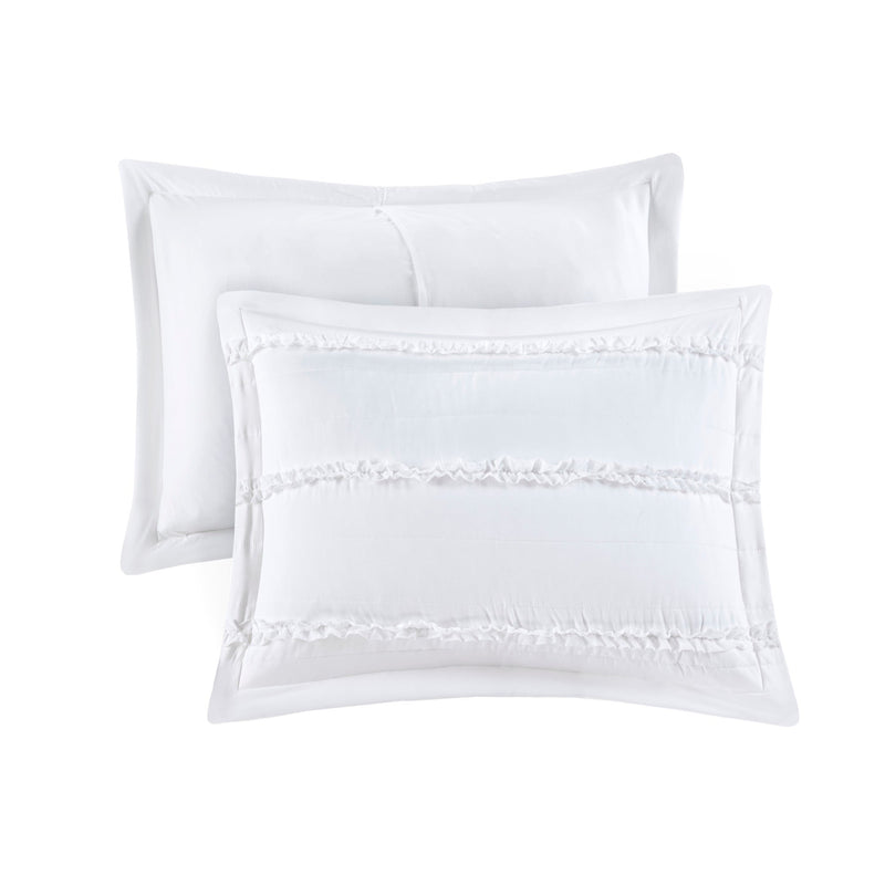 5 Piece Microfiber Ruffled Comforter Set with Hypoallergenic Fill - White, photo 13 of 13