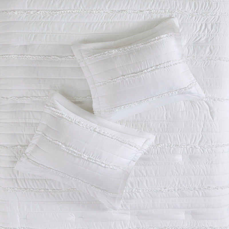 5 Piece Microfiber Ruffled Comforter Set with Hypoallergenic Fill - White, photo 2 of 13